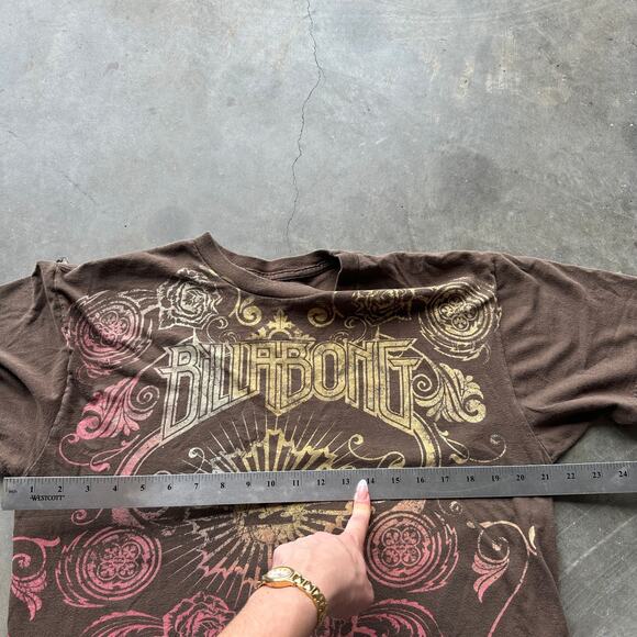 Vintage Billabong T-Shirt Women's L Brown Distressed Gradient Graphic Tee - Picture 5 of 8